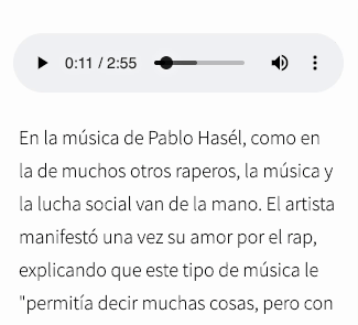 Words highlighting in an article as the audio plays
